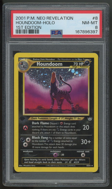 2001 Pokemon Houndoom Neo Revelation 1st Edition Holo #8 PSA 8