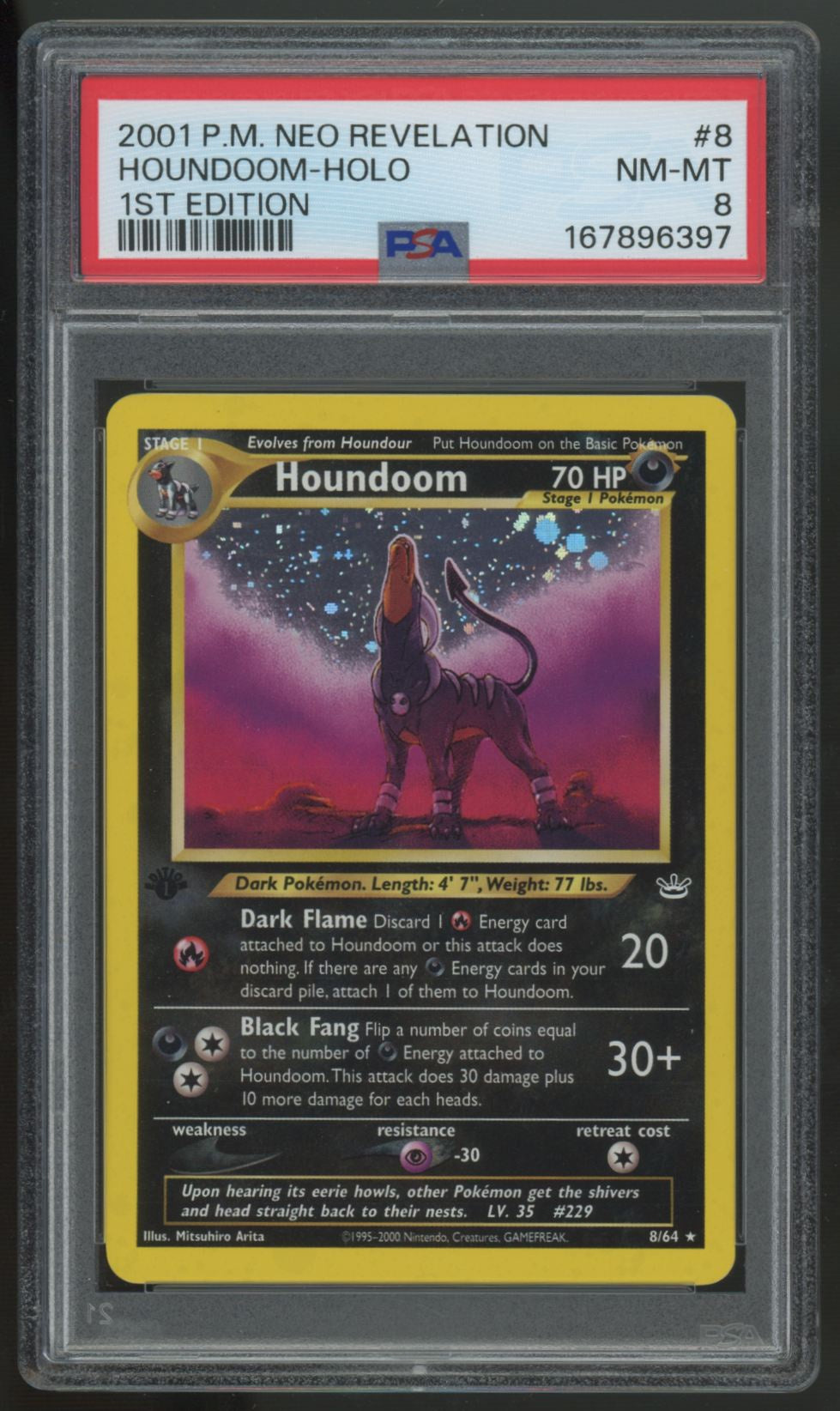 2001 Pokemon Houndoom Neo Revelation 1st Edition Holo #8 PSA 8