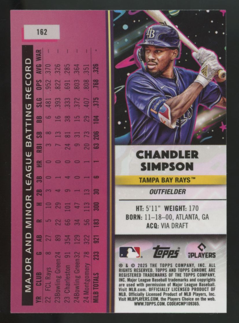 2025 Topps Chrome Cosmic Chandler Simpson RC Aqua Equinox Refractor /199 #162