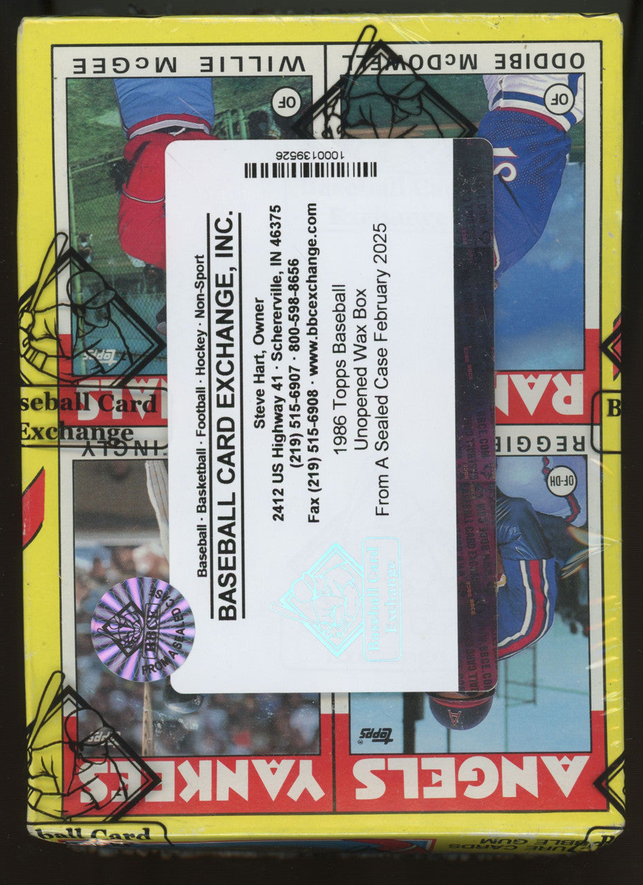 1986 Topps Baseball Wax Box FASC BBCE Wrapped Sealed