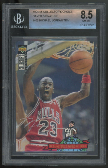 1994-95 UD Collector's Choice Silver Signature Michael Jordan Trivia BGS 8.5