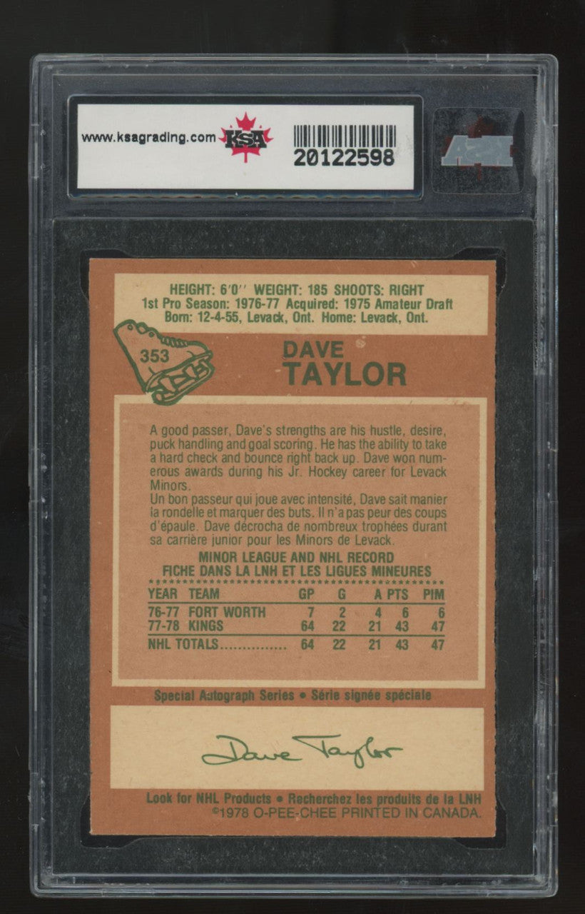 1978-79 O-Pee-Chee Dave Taylor RC #353 KSA 8