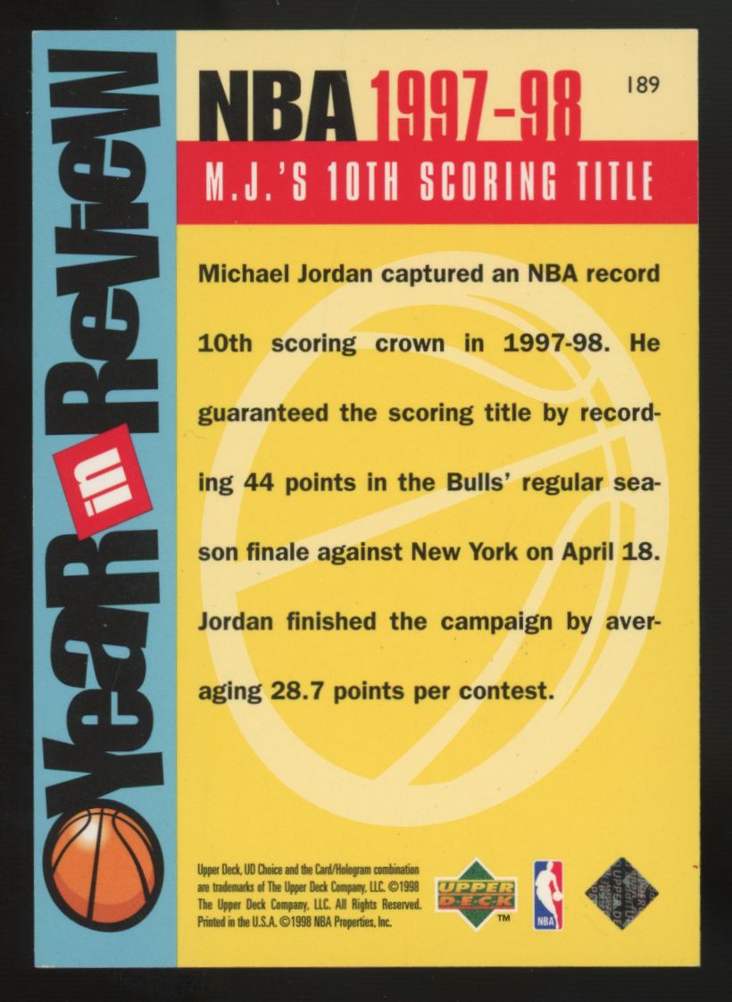 1997-98 Upper Deck Choice Reserve Michael Jordan Year in Review #189