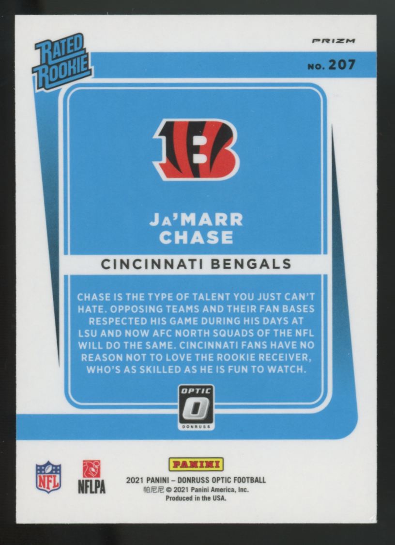 2021 Donruss Optic Ja'Marr Chase RC Rated Rookie Green Velocity #207