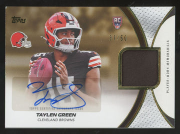 2026 Topps Flagship Taylen Green RC Gold Patch Auto RPA /50 #NFLRMA-TG