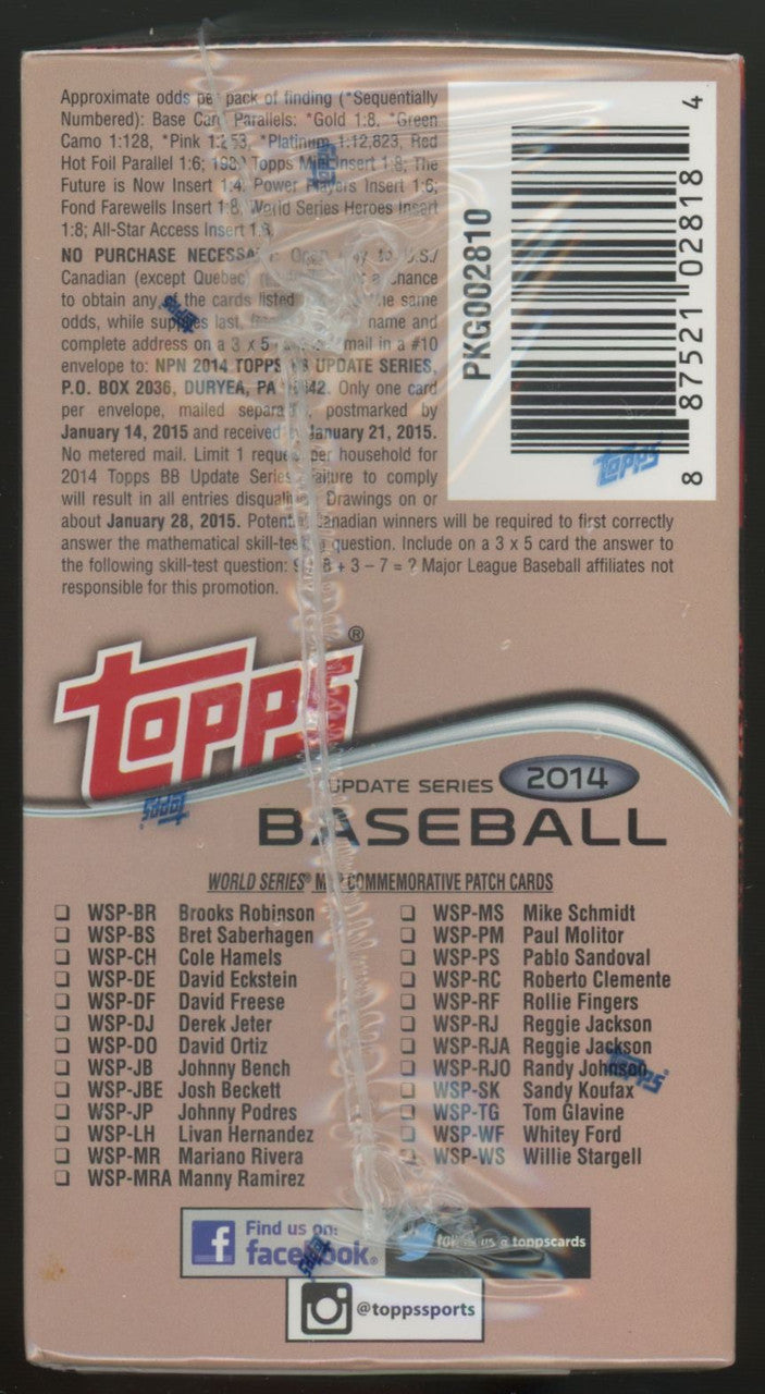 2014 Topps Baseball Update Series Blaster Box Factory Sealed