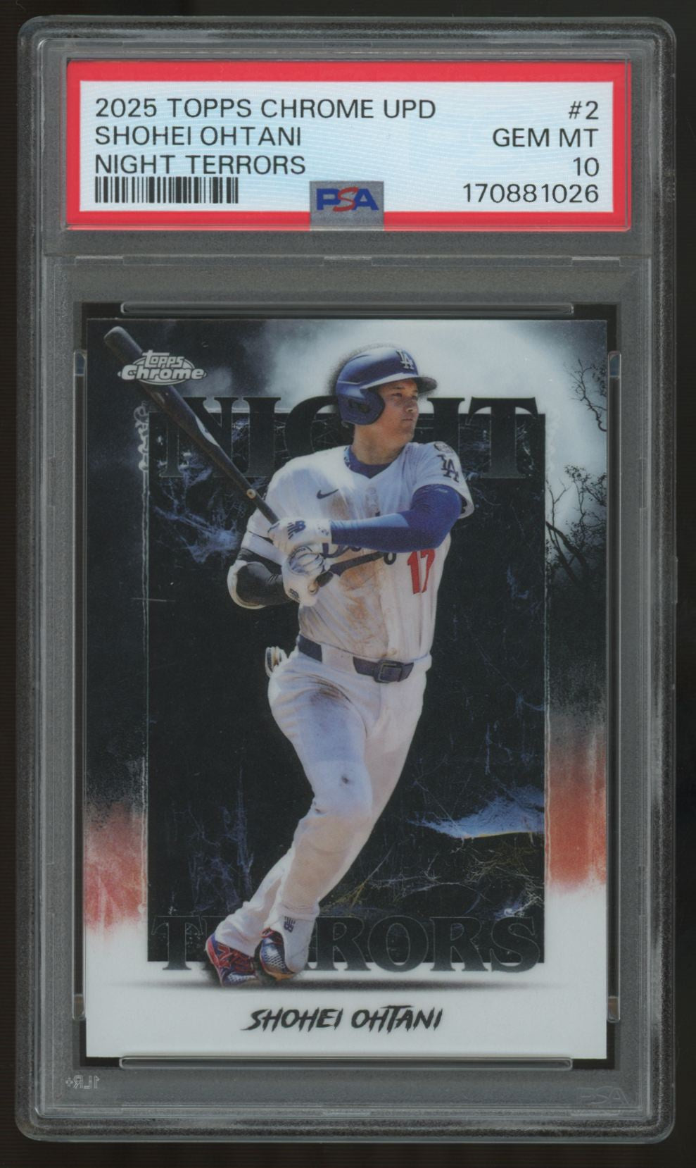 2025 Topps Chrome Update Shohei Ohtani Night Terrors #NT-2 PSA 10