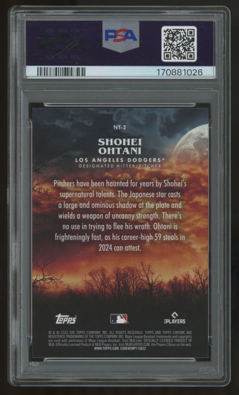 2025 Topps Chrome Update Shohei Ohtani Night Terrors #NT-2 PSA 10