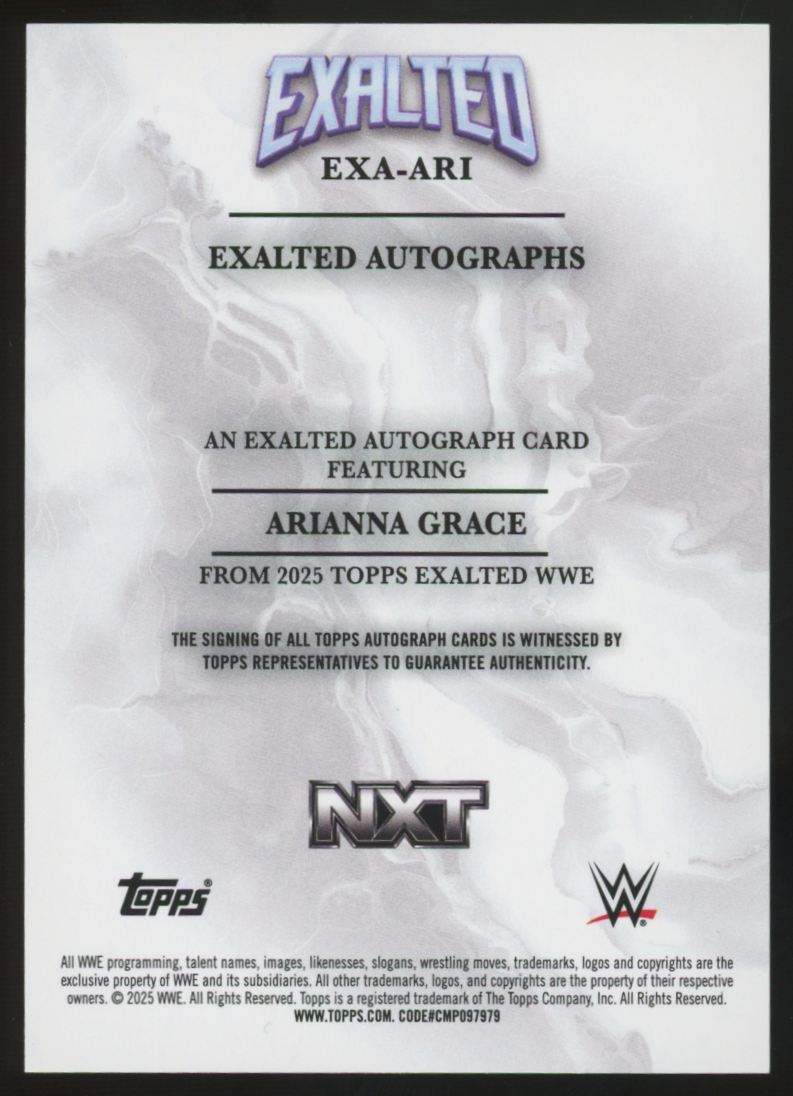 2025 Topps Exalted WWE Arianna Grace Auto #EXA-ARI