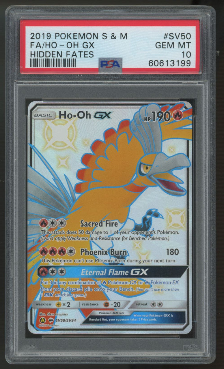 2019 Pokemon Ho-oh GX Hidden Fates Full Art #SV50 PSA 10