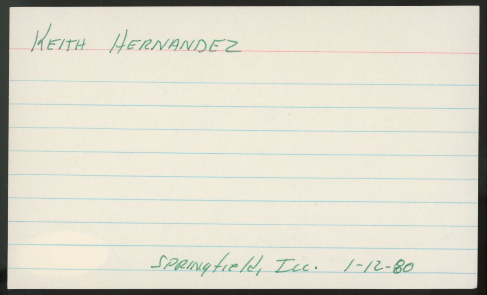 Keith Hernandez Signed Autographed Index Card JSA Authentic
