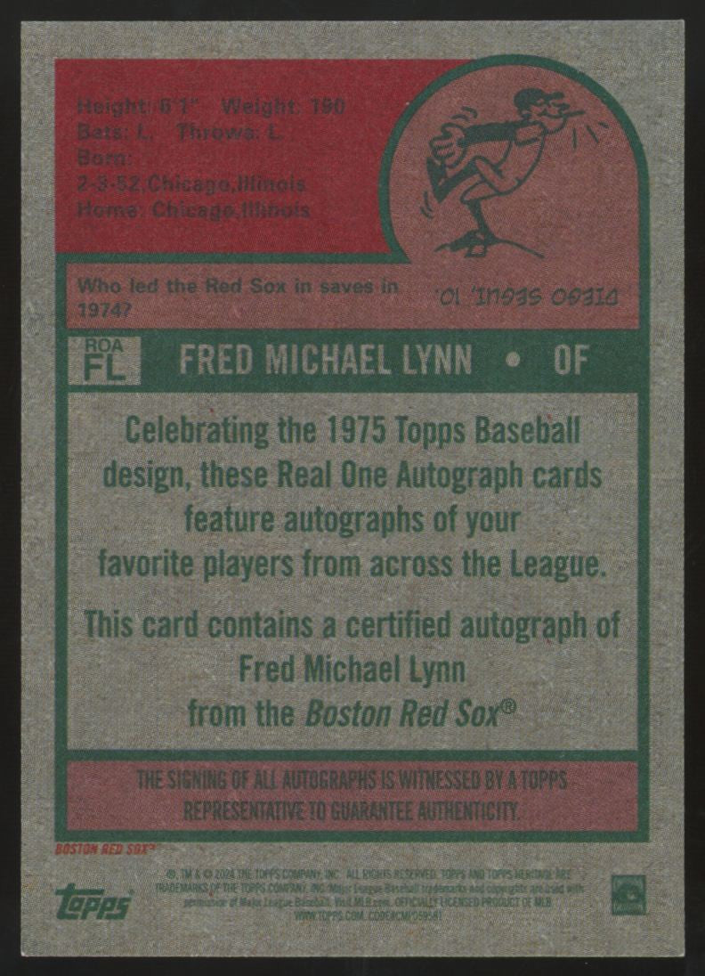 2024 Topps Heritage Fred Lynn Real One Auto #ROA-FL