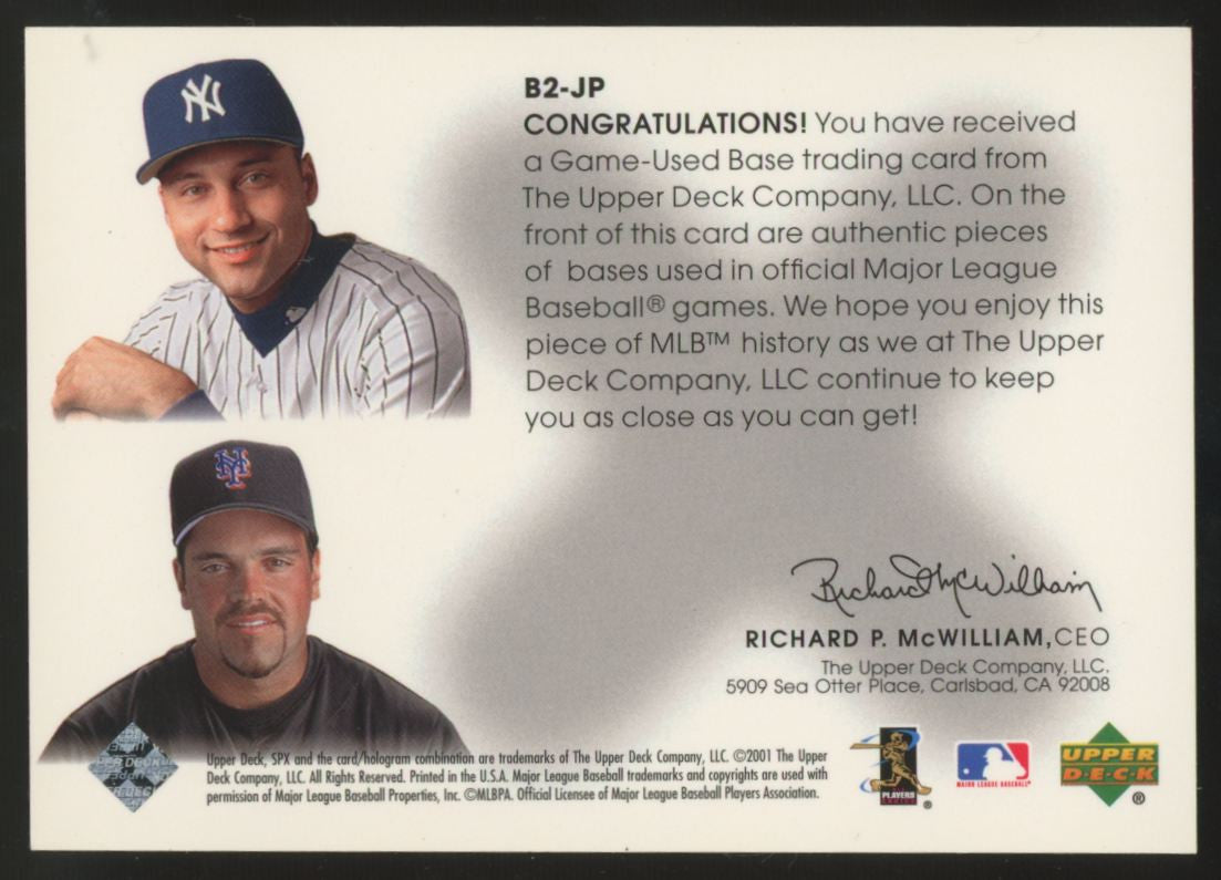 2001 Upper Deck SPX Mike Piazza Derek Jeter Winning Materials Dual Patch /50