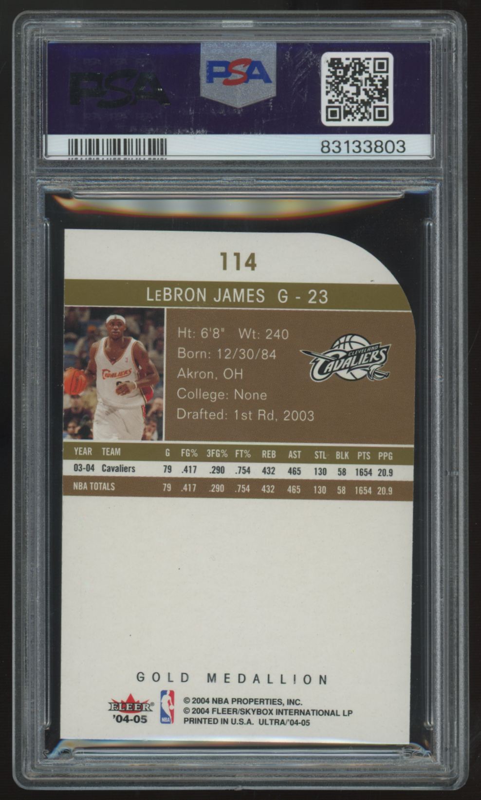 2004-05 Fleer Ultra LeBron James Gold Medallion #114 PSA 9
