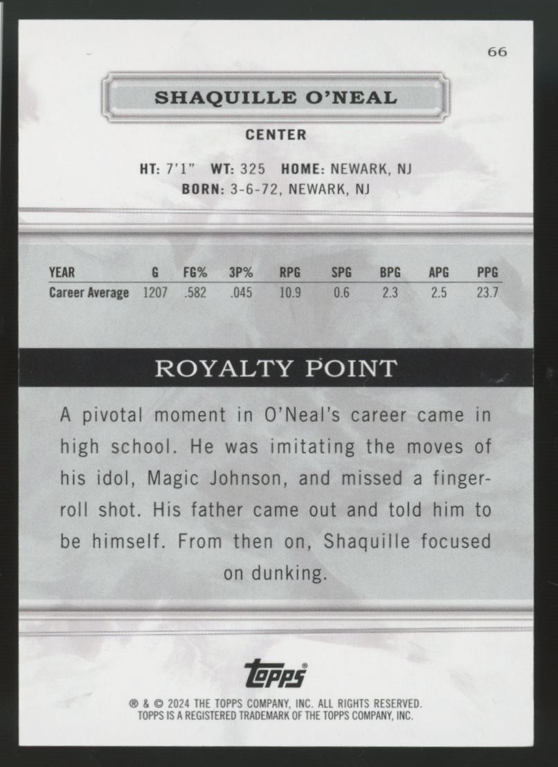 2023-24 Topps Royalty Shaquille O'Neal Purple /50 #66