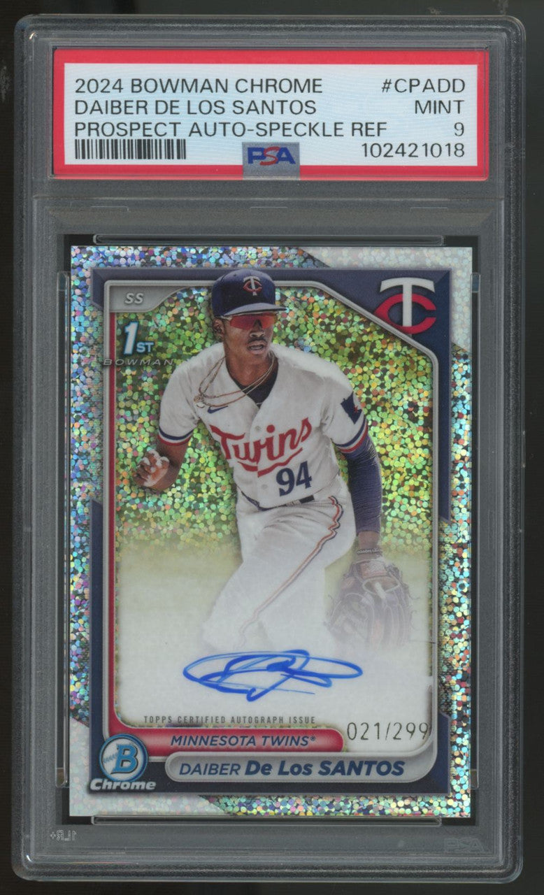 2024 Bowman Chrome Daiber De Los Santos 1st Speckle Auto /299 #CPA-DD PSA 9