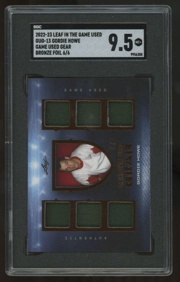 2022-23 Leaf Gordie Howe In The Game Used Gear Sextet Patch Bronze /6 SGC 9.5