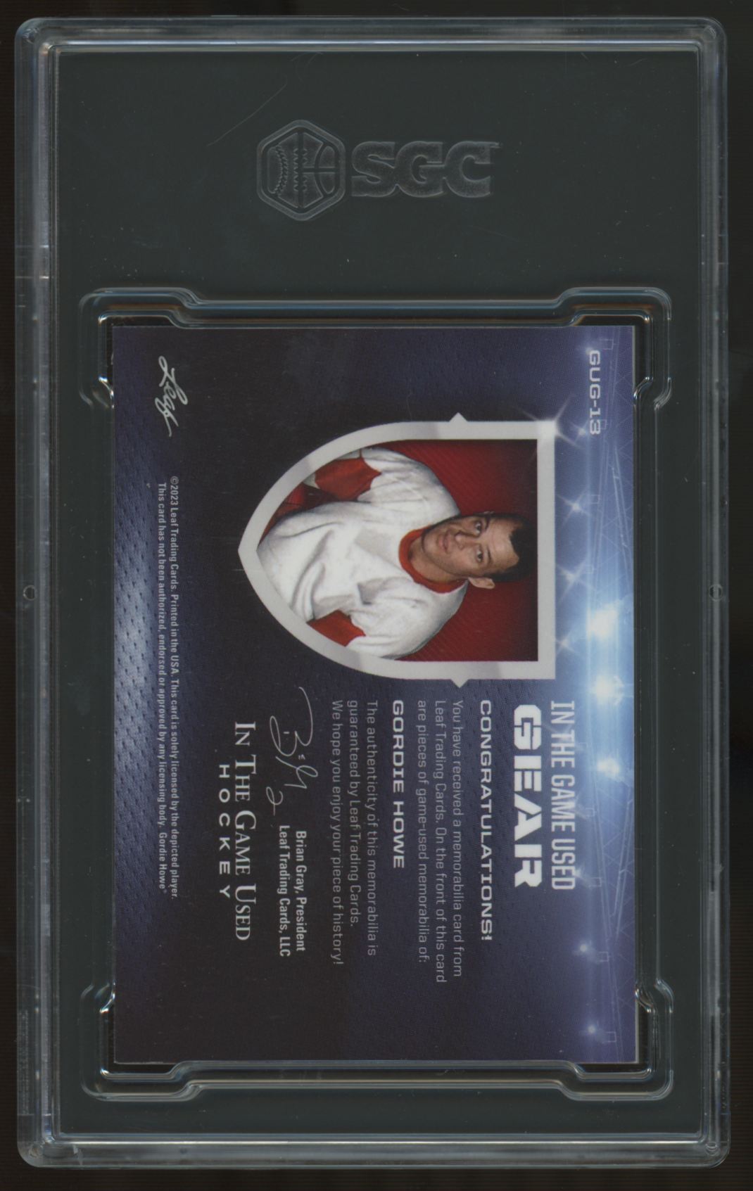 2022-23 Leaf Gordie Howe In The Game Used Gear Sextet Patch Bronze /6 SGC 9.5