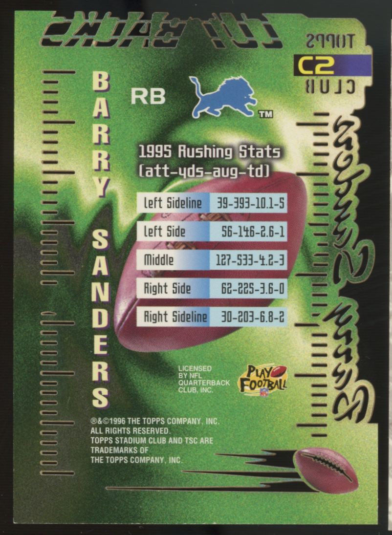 1996 Topps Stadium Club Barry Sanders Cut Backs #C2