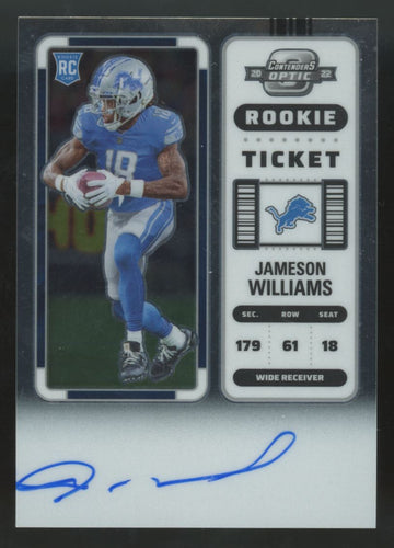 2022 Panini Contenders Optic Jameson Williams RC Rookie Ticket Auto #124