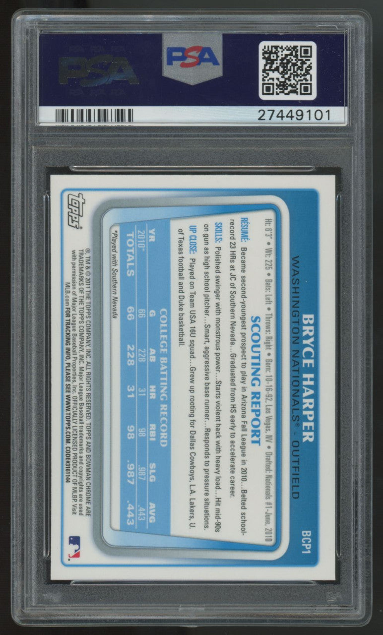 2011 Bowman Chrome Bryce Harper Prospects #BCP1 PSA 10