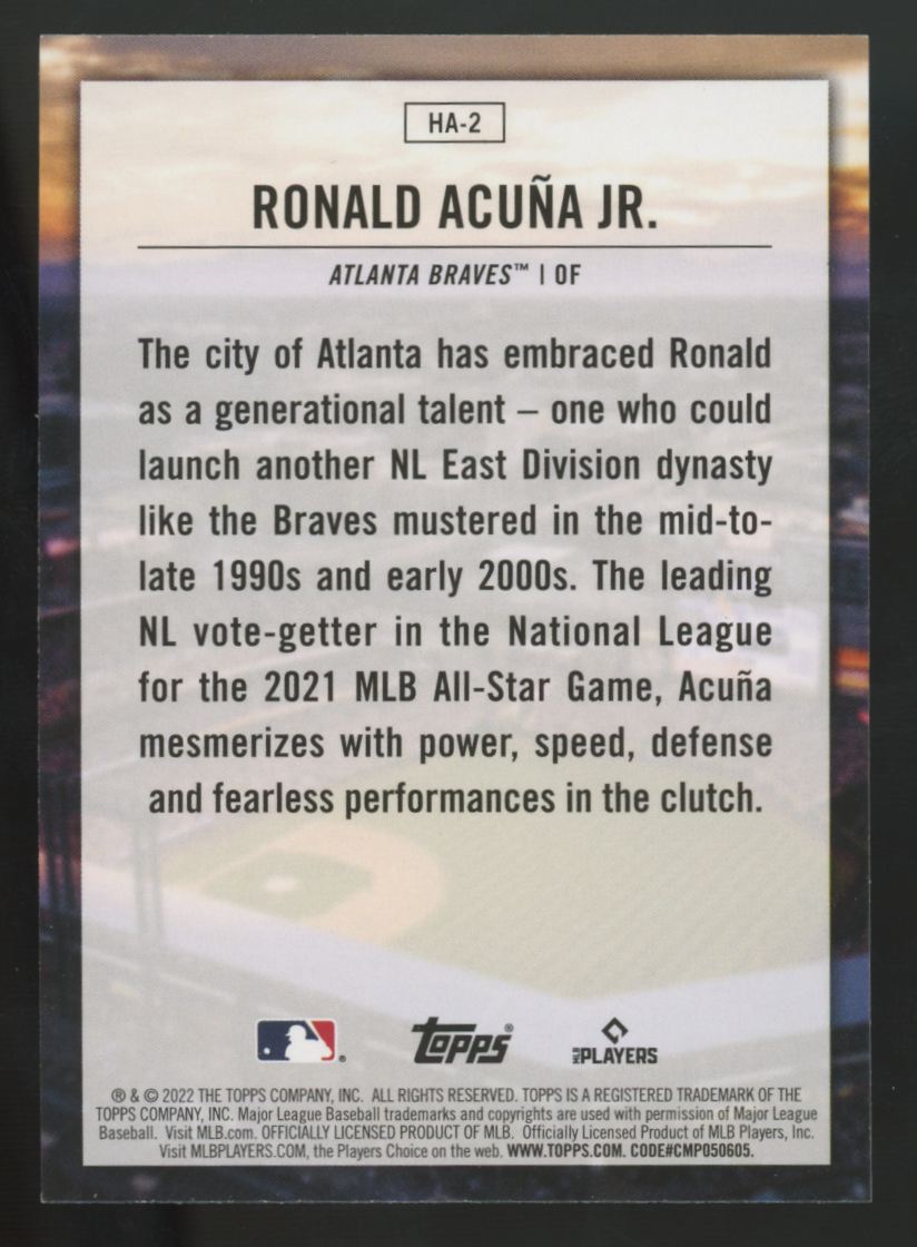 2022 Topps Series One Ronald Acuna Jr. Home Field Advantage #HA-2