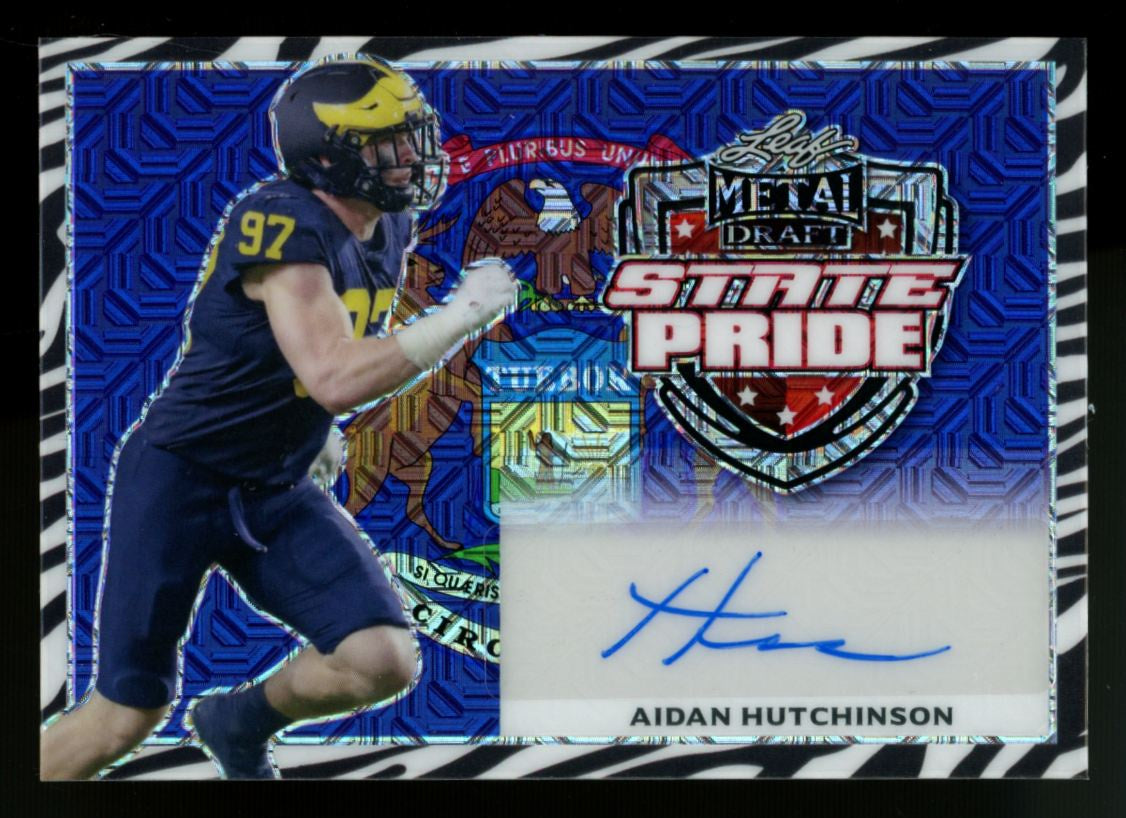 2022 Leaf Metal Draft Aidan Hutchinson State Pride Zebra Auto /5 #SP-AH1