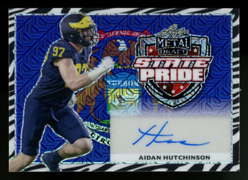 2022 Leaf Metal Draft Aidan Hutchinson State Pride Zebra Auto /5 #SP-AH1