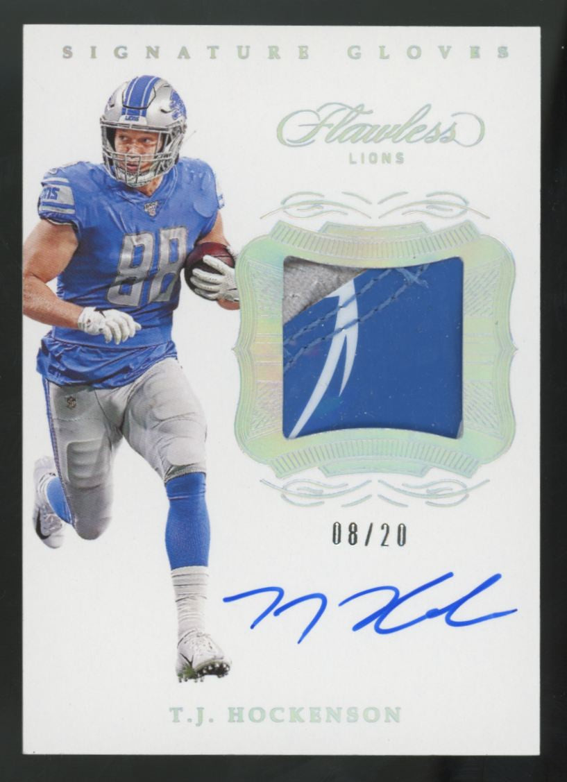 2019 Panini Flawless T.J. Hockenson RC Silver Glove Patch Auto RPA /20 #SG-TJ