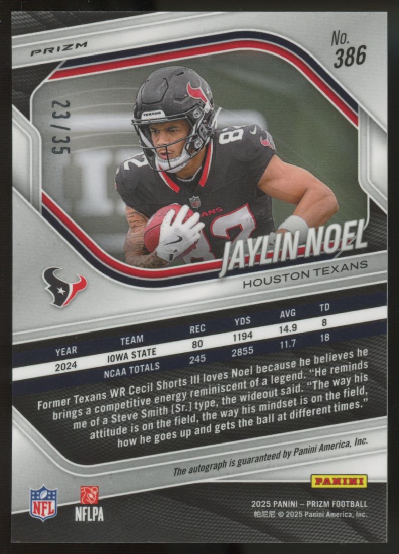 2025 Prizm Jaylin Noel RC Red Shimmer Auto /35 #386