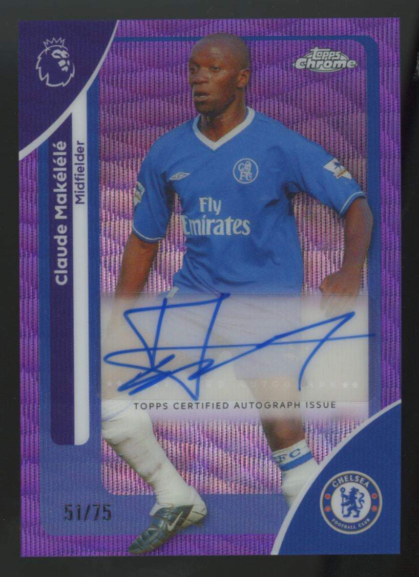 2026 Topps Chrome Premier League Claude Makelele Purple Wave Auto /75 #CA-CM