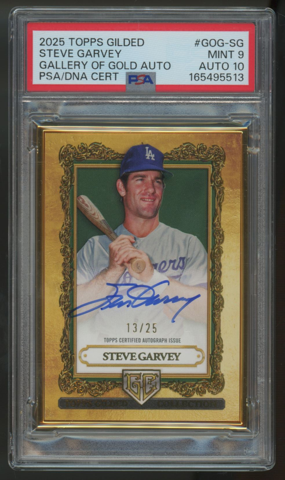 2025 Topps Gilded Steve Garvey Gallery Of Gold Auto /25 #GOG-SG PSA 9 10