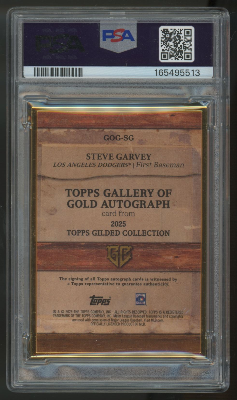 2025 Topps Gilded Steve Garvey Gallery Of Gold Auto /25 #GOG-SG PSA 9 10