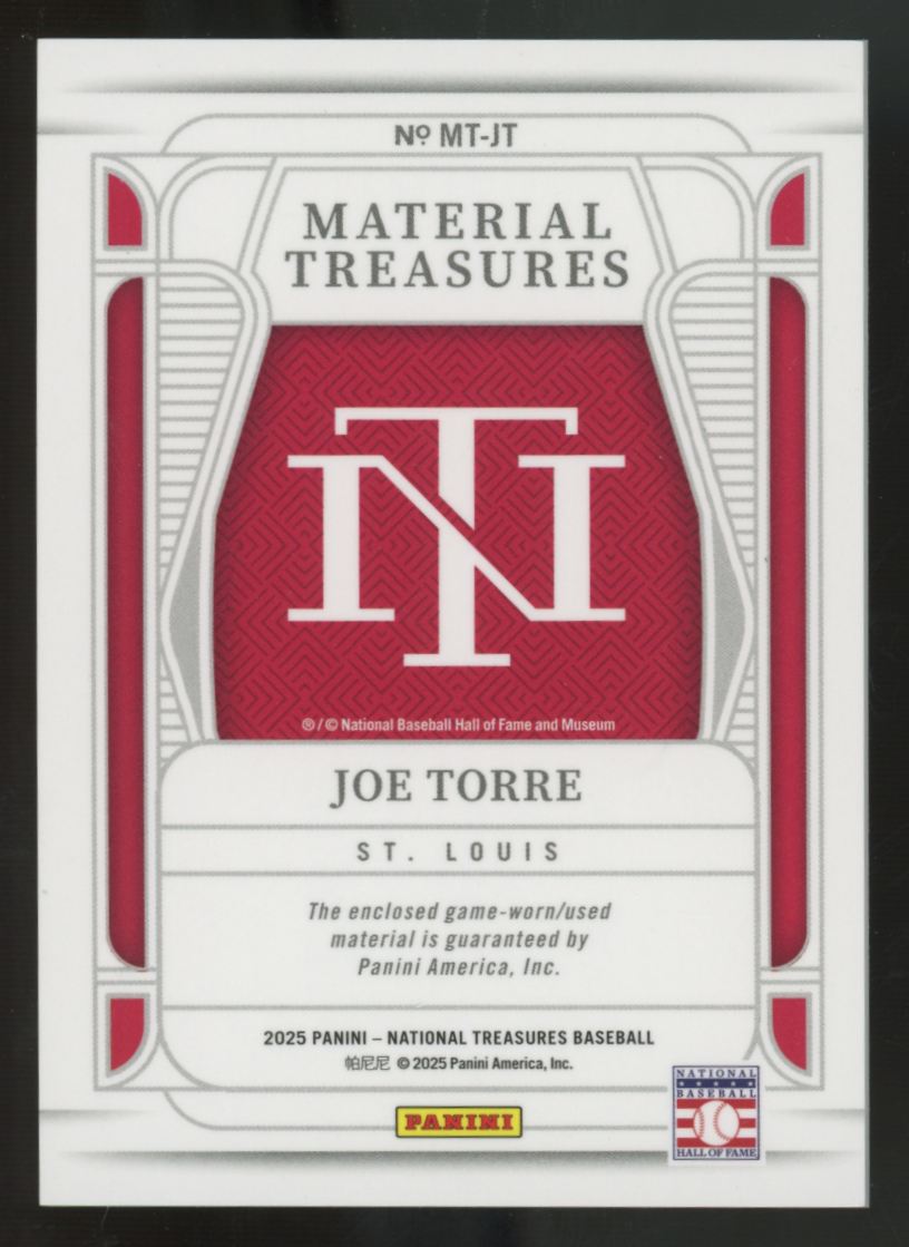 2025 Panini National Treasures Joe Torre Blue Patch /49 #MT-JT