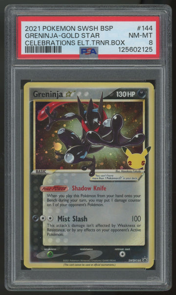 2021 Pokemon Greninja Gold Star Celebrations ETB Promo #SWSH144 PSA 8 (B)