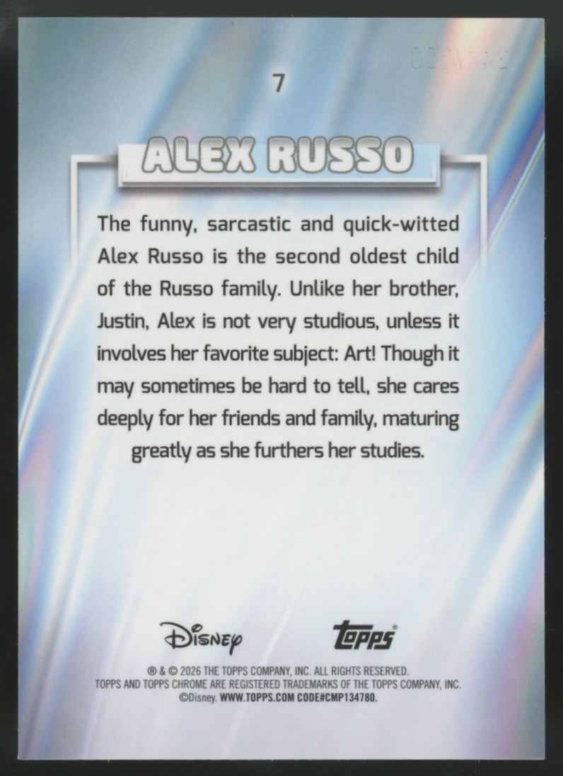 2026 Topps Chrome Disney Alex Russo Pink Mini Diamond Refractor /250 #7