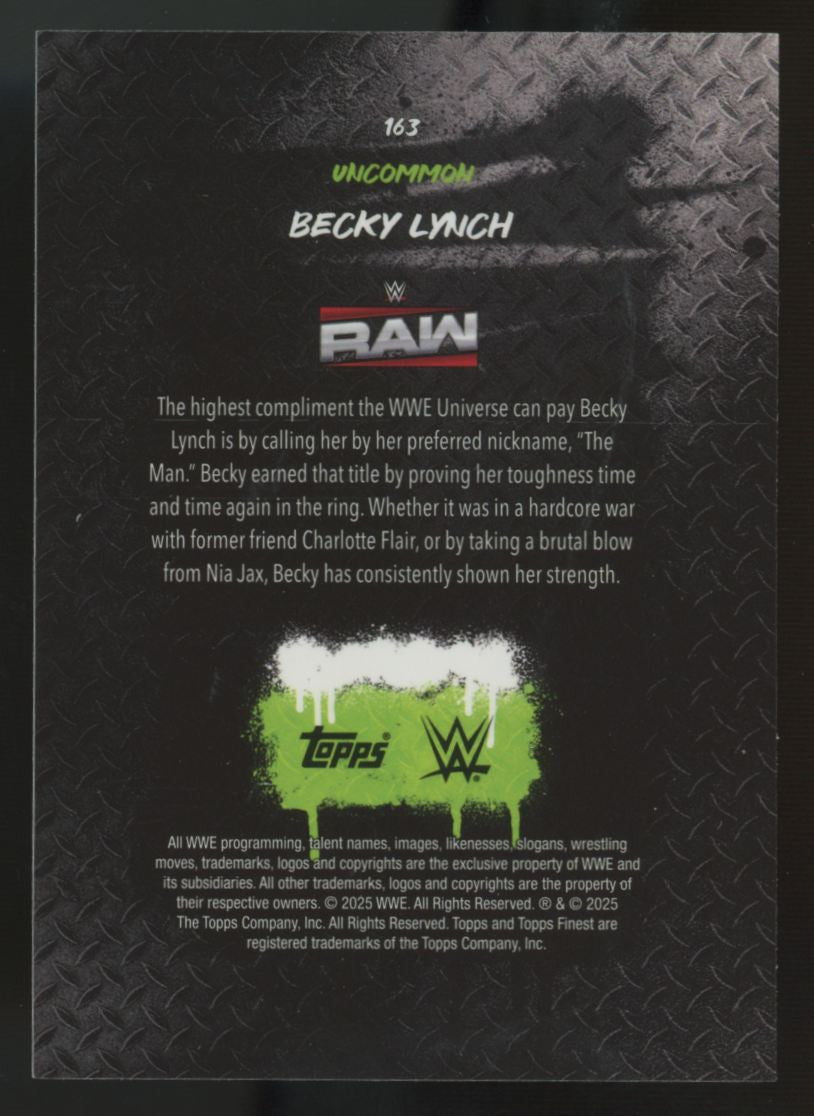 2025 Topps Finest WWE Becky Lynch Uncommon Blue Checkerboard Refractor /75 #163