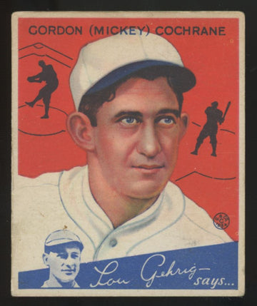 1934 Goudey Gordon (Mickey) Cochrane #2 G/VG (Wrinkles)