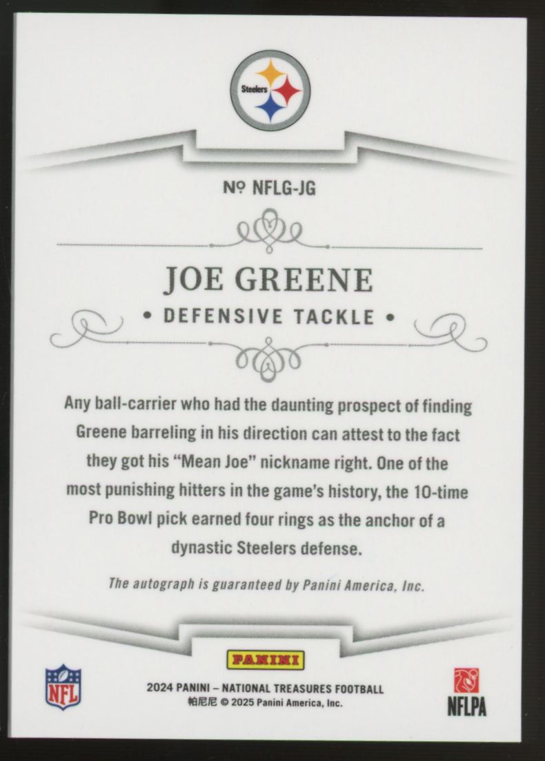 2024 National Treasures Joe Greene Greatest Signatures Auto /99 #NFLG-JG