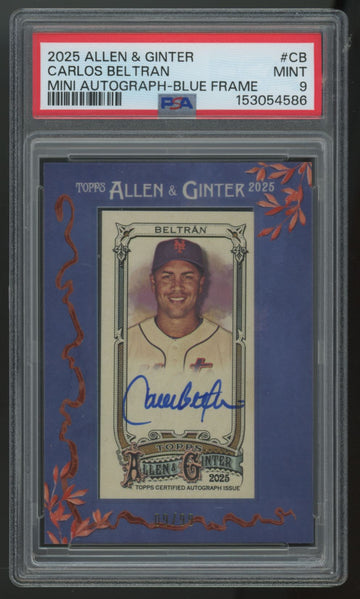 2025 Topps Allen & Ginter Carlos Beltran Mini Blue Frame Auto /99 #MA-CB PSA 9
