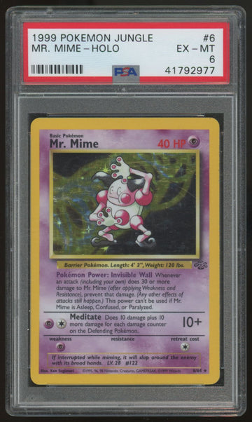1999 Pokemon Mr. Mime Jungle Unlimited Holo #6 PSA 6