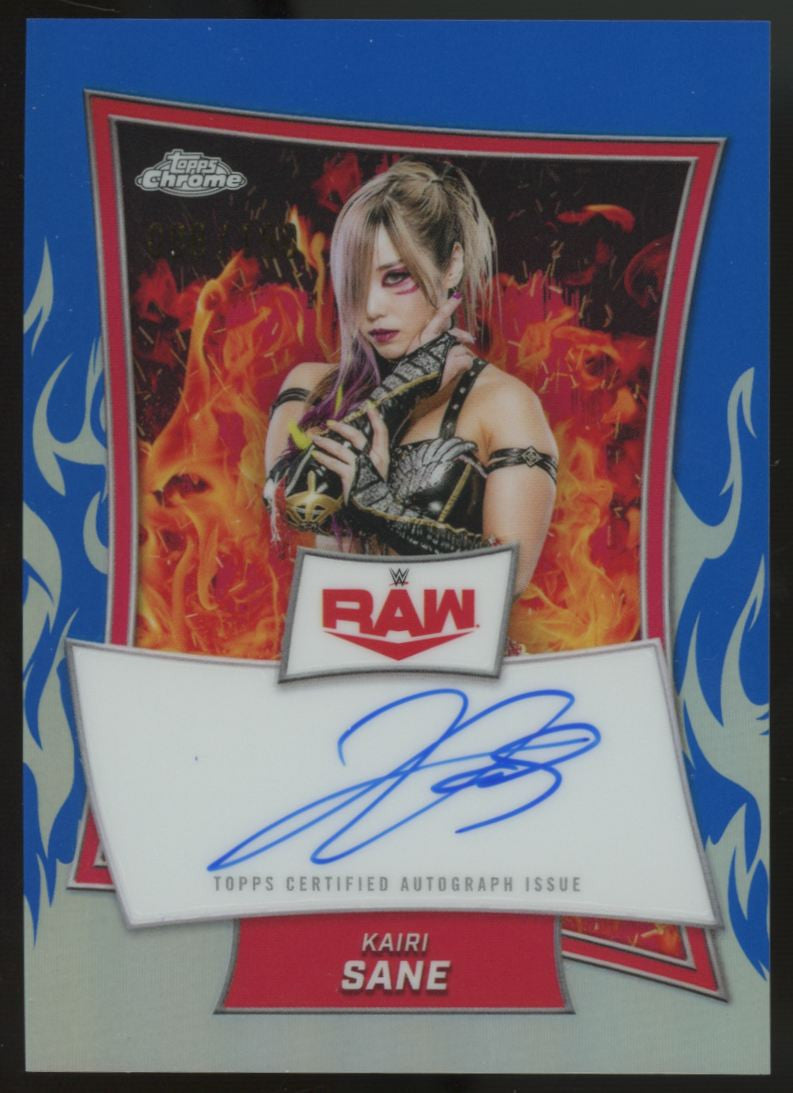2025 Topps Chrome WWE Kairi Sane Blue Refractor Auto /150 #RBA-KAI
