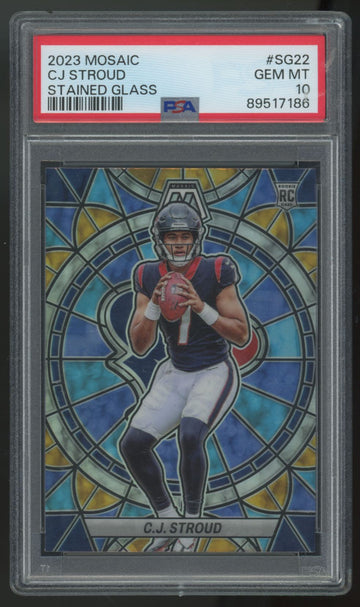 2023 Panini Mosaic C.J. Stroud RC Stained Glass SSP #SG-22 PSA 10