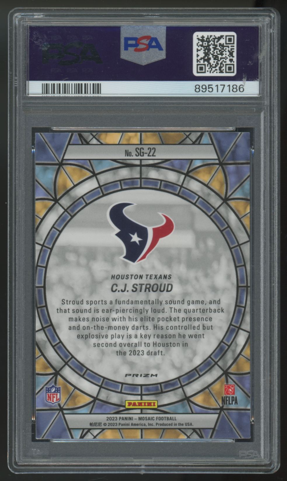 2023 Panini Mosaic C.J. Stroud RC Stained Glass SSP #SG-22 PSA 10