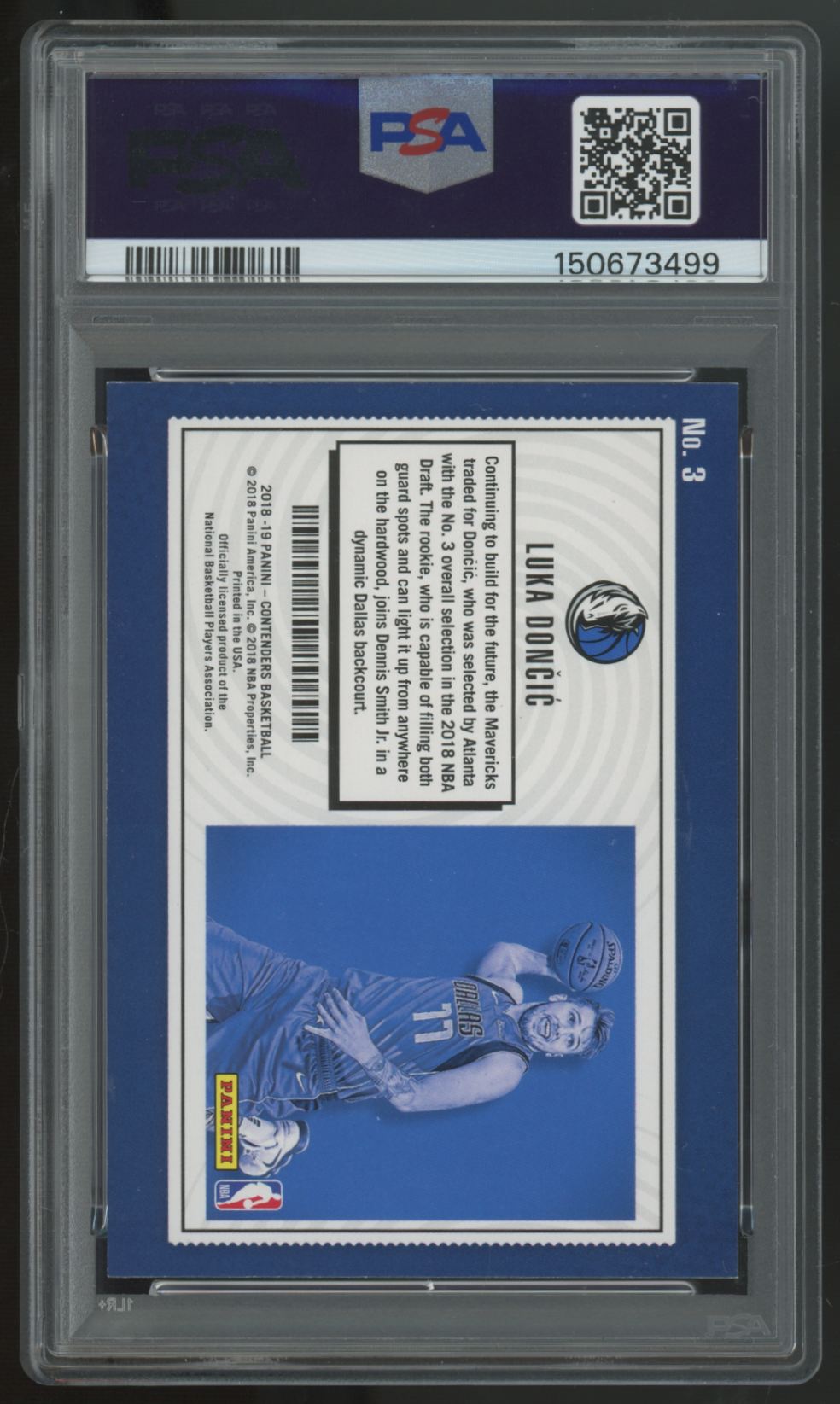 2018-19 Panini Contenders Luka Doncic RC Lottery Ticket Retail #3 PSA 8
