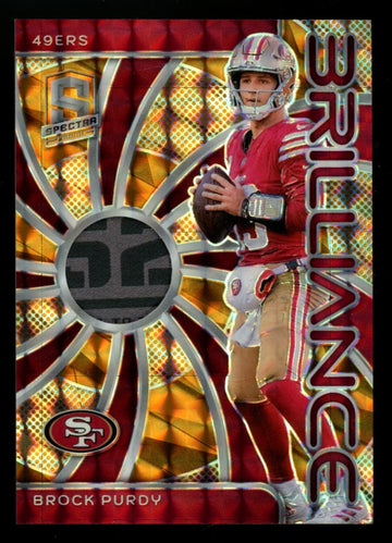2024 Panini Spectra Brock Purdy Orange Neon Brilliance Patch /10 #BRI-BPY