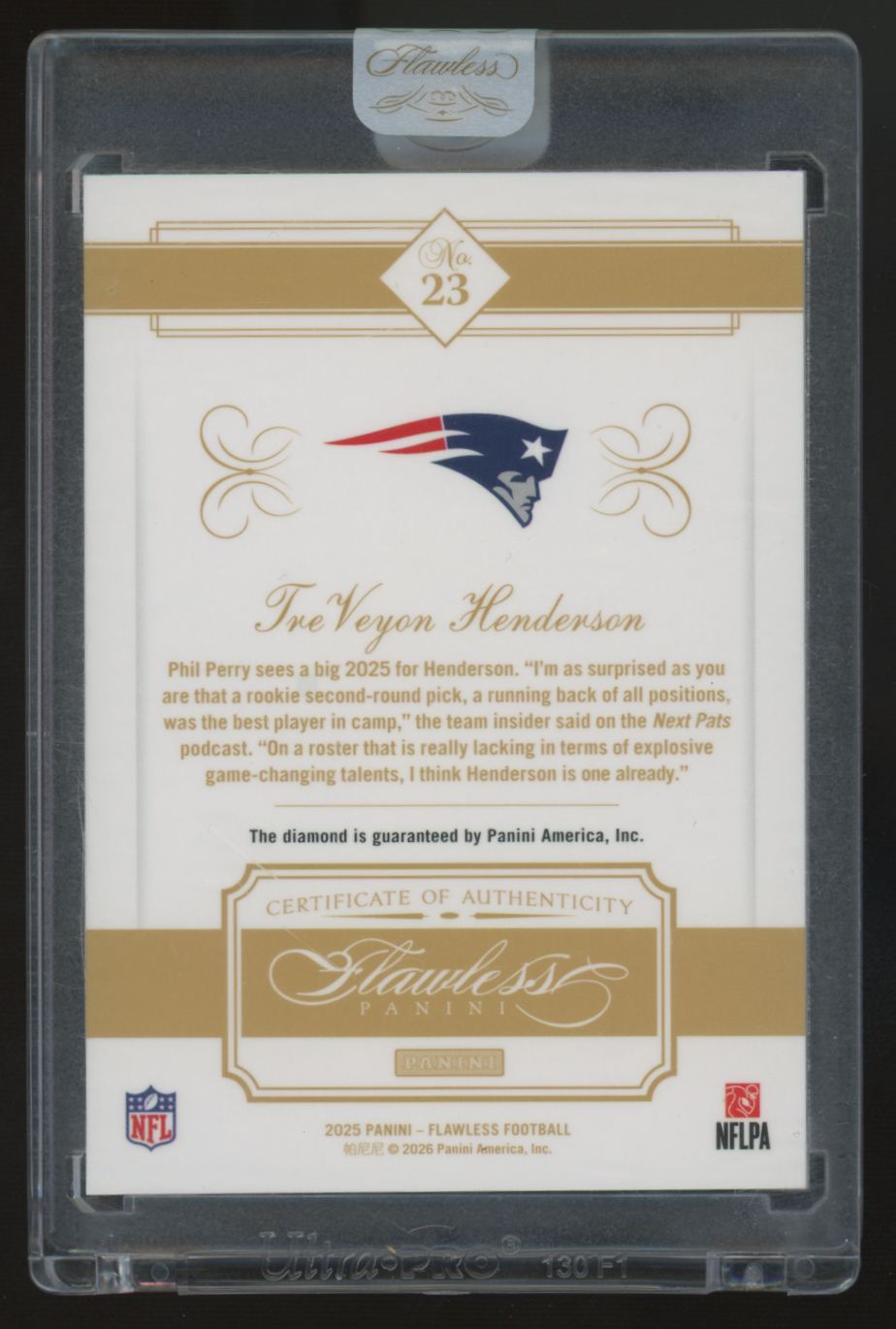 2025 Panini Flawless TreVeyon Henderson RC Diamond Anniversary /15 #23