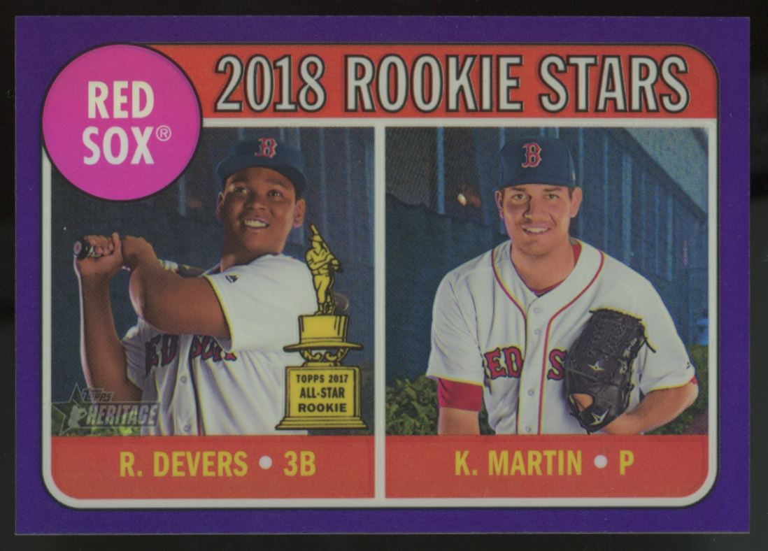 2018 Topps Heritage Rafael Devers Kyle Martin RC Purple Refractor #THC-189