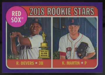 2018 Topps Heritage Rafael Devers Kyle Martin RC Purple Refractor #THC-189
