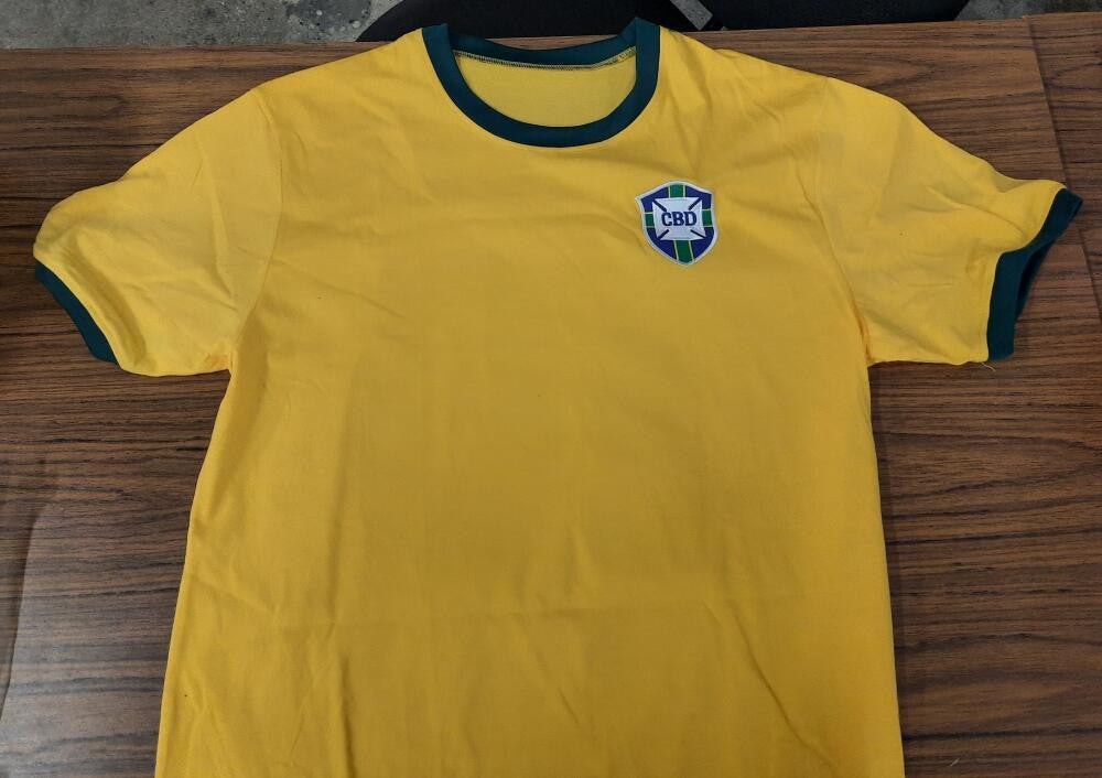 Pele Signed Autographed Brasil Copa Mundo CBD Jersey XL PSA/DNA